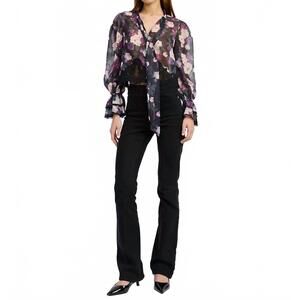 NEW EN SAISON jasmine v neck long sleeve blouse in black purple mauve